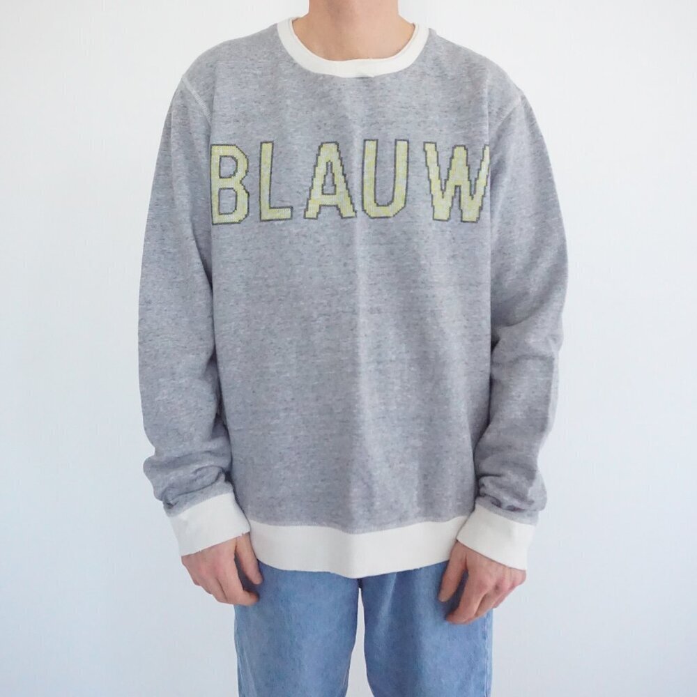 Scotch And Soda Blauw Grey Graphic Crewneck Preppy Spellout Sweatshirt XXL